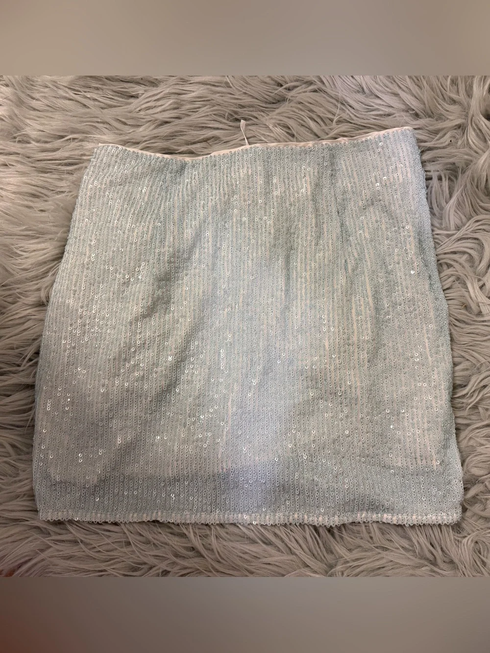 Free People light blue sequin mini skirt with tie front detail